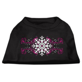 Mirage Pet Products 12-Inch Pink Snowflake Swirls Screenprint Shirts for Pets Medium Black