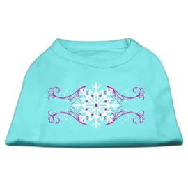 Mirage Pet Products 16-Inch Pink Snowflake Swirls Screenprint Shirts for Pets X-Large Aqua