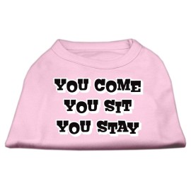 Mirage Pet Products 14-Inch You comeYou SitYou Stay Screen Print Shirts for Pets Large Light Pink