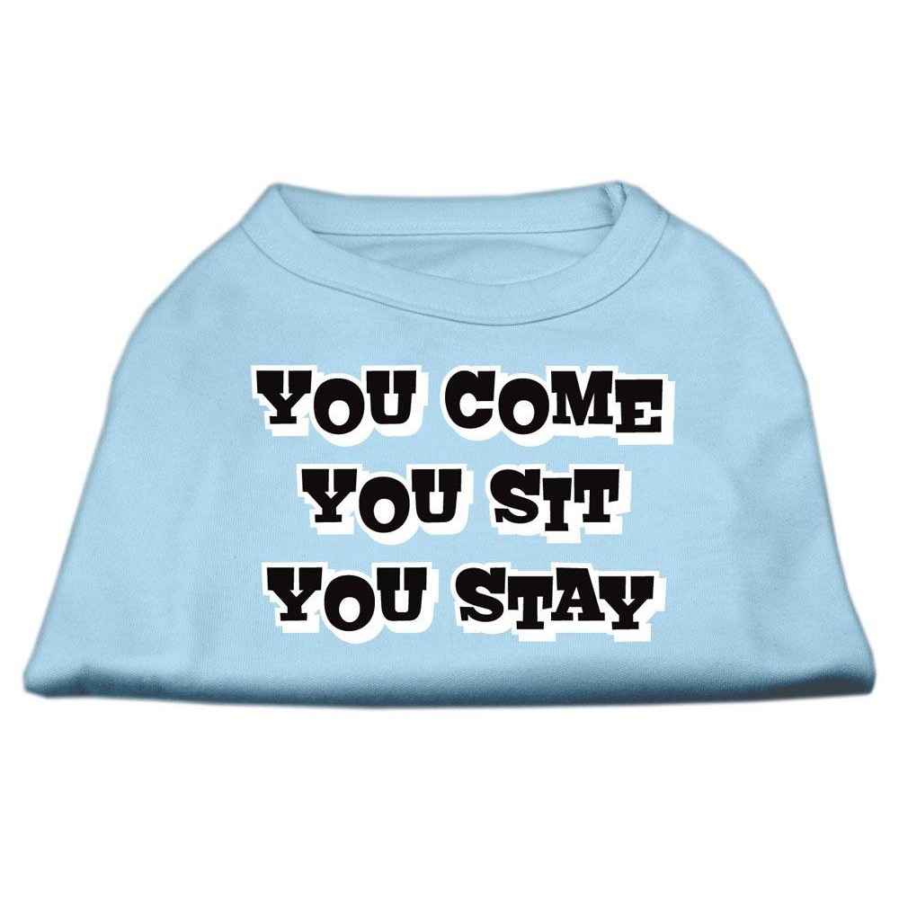 Mirage Pet Products 10-Inch You comeYou SitYou Stay Screen Print Shirts for Pets Small Baby Blue