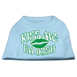 Mirage Pet Products 14-Inch Kiss Me Im Irish Screen Print Shirt for Pets Large Baby Blue