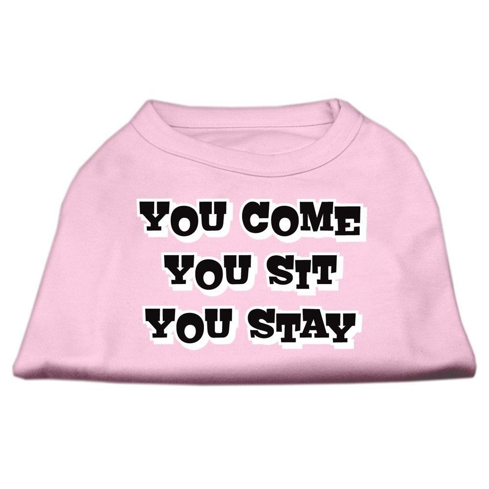 Mirage Pet Products 10-Inch You comeYou SitYou Stay Screen Print Shirts for Pets Small Light Pink