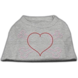 Mirage Pet Products Heart and crossbones Rhinestone Pet Shirt Large grey