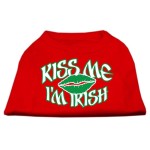 Mirage Pet Products 10-Inch Kiss Me Im Irish Screen Print Shirt for Pets Small Red