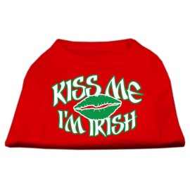 Mirage Pet Products 10-Inch Kiss Me Im Irish Screen Print Shirt for Pets Small Red