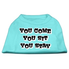 Mirage Pet Products 18-Inch You comeYou SitYou Stay Screen Print Shirts for Pets XX-Large Aqua