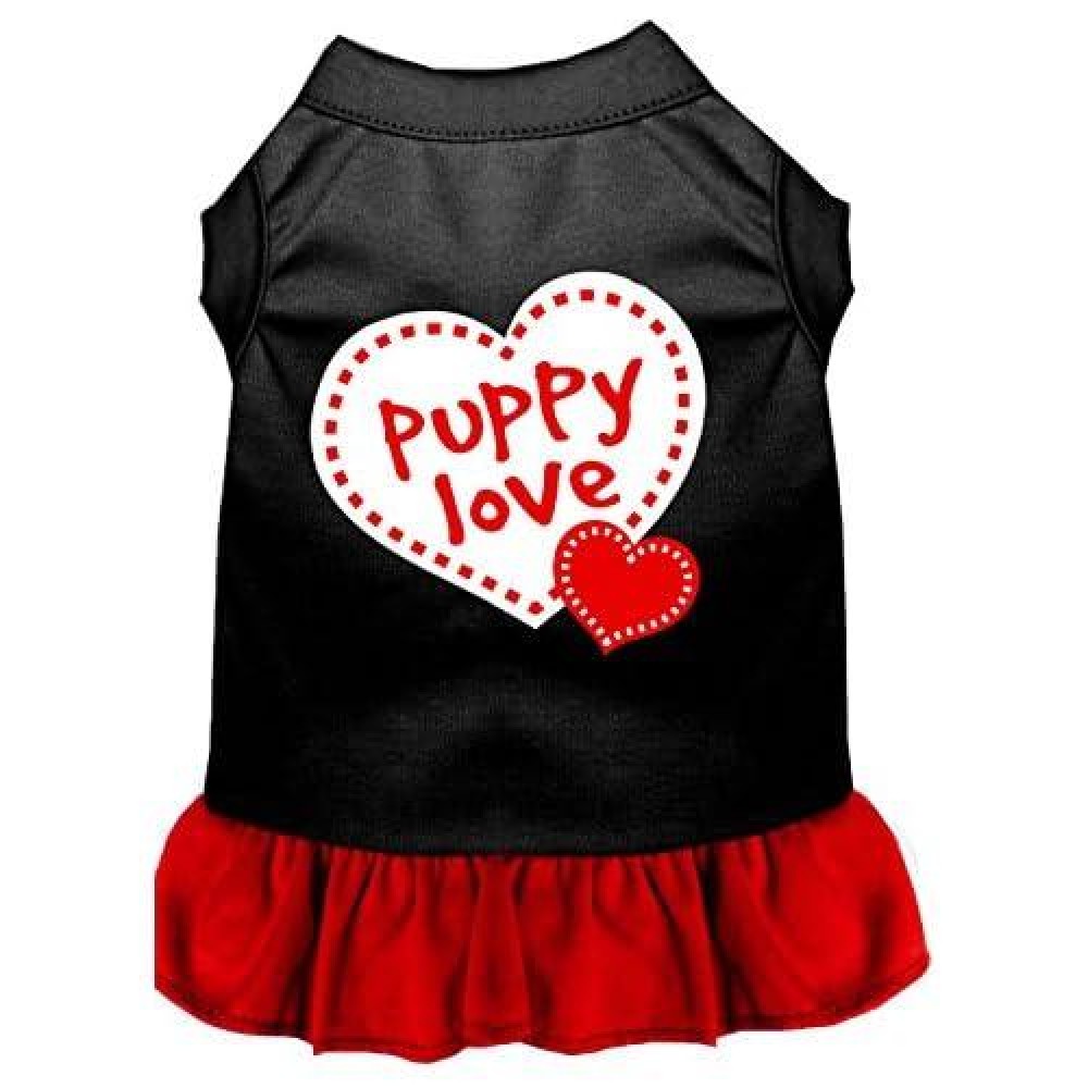 Mirage Pet Products 16-Inch Puppy Love Dress, X-Large, Black with Red