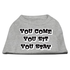 Mirage Pet Products 18-Inch You comeYou SitYou Stay Screen Print Shirts for Pets XX-Large grey