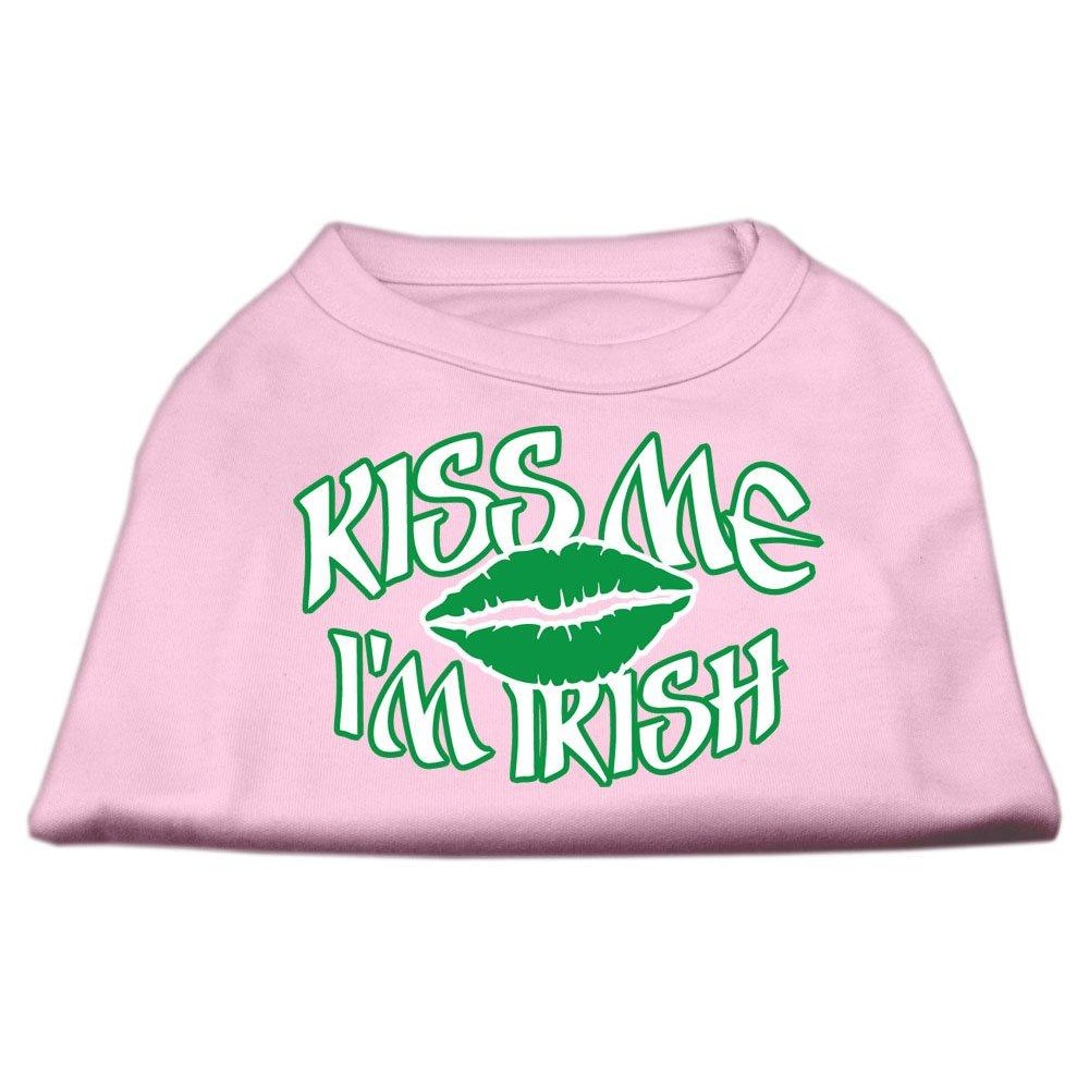 Mirage Pet Products 8-Inch Kiss Me Im Irish Screen Print Shirt for Pets X-Small Light Pink