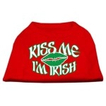 Mirage Pet Products 8-Inch Kiss Me Im Irish Screen Print Shirt for Pets X-Small Red