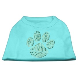 Mirage Pet Products gold Paw Rhinestud Shirt Small Aqua