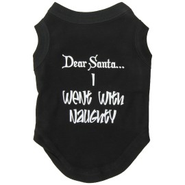 Mirage Pet Products 10-Inch Dear Santa I Went with Naughty Screen Print Shirts for Pets Small Black