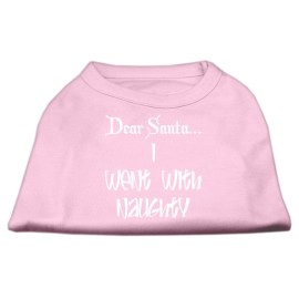 Mirage Pet Products 8-Inch Dear Santa I Went with Naughty Screen Print Shirts for Pets X-Small Light Pink