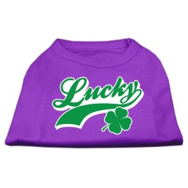 Mirage Pet Products 14-Inch Lucky Swoosh Screen Print Shirt for Pets Large Purple