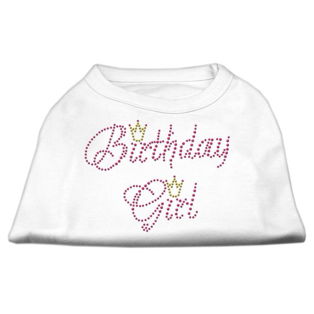 Mirage Pet Products 14-Inch Birthday girl Rhinestone Print Shirt for Pets Large White