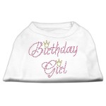 Mirage Pet Products 14-Inch Birthday girl Rhinestone Print Shirt for Pets Large White