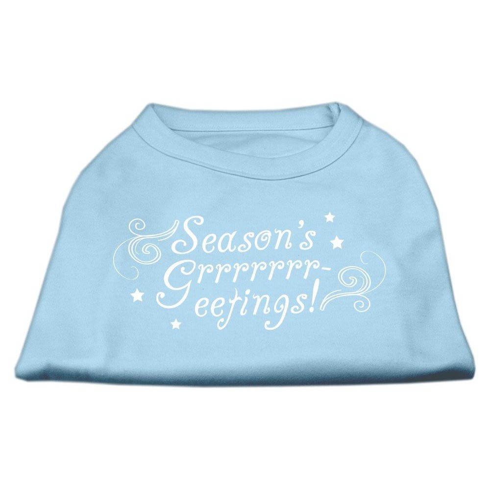 Mirage Pet Products 10-Inch Seasons greetings Screen Print Shirts for Pets Small Baby Blue