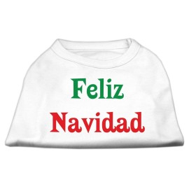 Mirage Pet Products 16-Inch Feliz Navidad Screen Print Shirts for Pets X-Large White