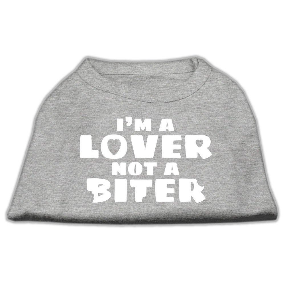 Mirage Pet Products 8-Inch Im a Lover Not a Biter Screen Printed Dog Shirts X-Small grey