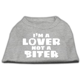 Mirage Pet Products 8-Inch Im a Lover Not a Biter Screen Printed Dog Shirts X-Small grey