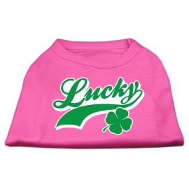 Mirage Pet Products 8-Inch Lucky Swoosh Screen Print Shirt for Pets X-Small Bright Pink