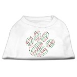 Mirage Pet Products 10-Inch Holiday Paw Rhinestone Print Shirt for Pets Small White