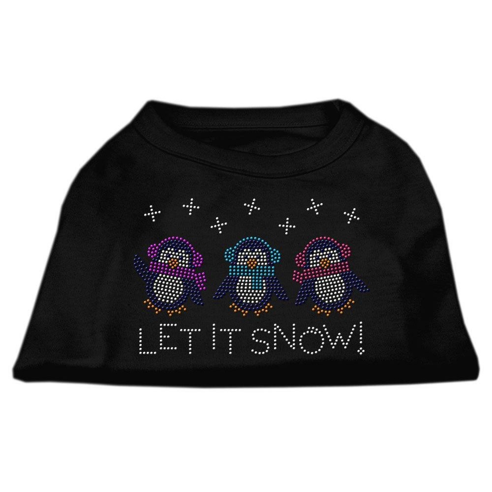 Mirage Pet Products 10-Inch Let it Snow Penguins Rhinestone Print Shirt for Pets Small Black