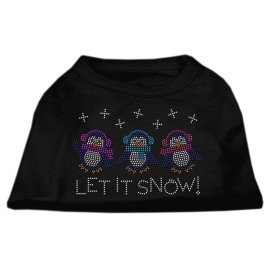 Mirage Pet Products 10-Inch Let it Snow Penguins Rhinestone Print Shirt for Pets Small Black