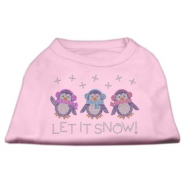 Mirage Pet Products 10-Inch Let it Snow Penguins Rhinestone Print Shirt for Pets Small Light Pink