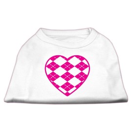 Mirage Pet Products Argyle Heart Pink Screen Print Shirt White L (14)