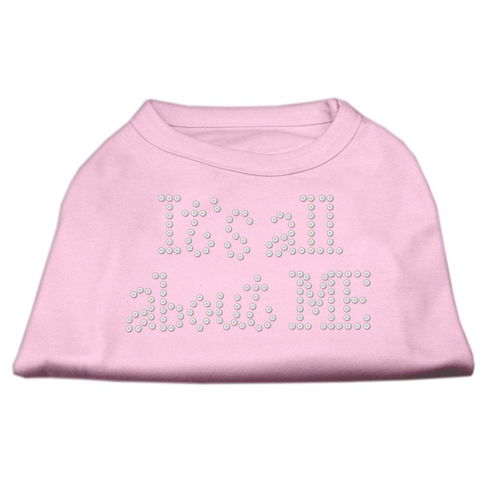 Mirage Pet Products 14-Inch Its All About Me Rhinestone Print Shirt for Pets Large Light Pink