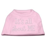 Mirage Pet Products 14-Inch Its All About Me Rhinestone Print Shirt for Pets Large Light Pink