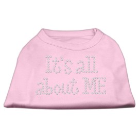 Mirage Pet Products 14-Inch Its All About Me Rhinestone Print Shirt for Pets Large Light Pink