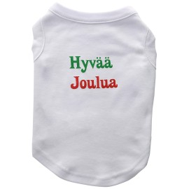 Mirage Pet Products 12-Inch Hyvaa Joulua Screen Print Shirts for Pets Medium White