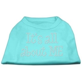 Mirage Pet Products 10-Inch Its All About Me Rhinestone Print Shirt for Pets Small Aqua