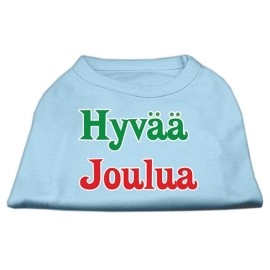 Mirage Pet Products 8-Inch Hyvaa Joulua Screen Print Shirts for Pets X-Small Baby Blue