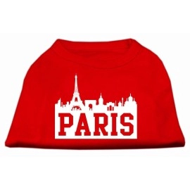 Mirage Pet Products 10-Inch Paris Skyline Screen Print Shirt for Pets Small Red