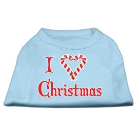 Mirage Pet Products 12-Inch I Heart christmas Screen Print Shirts for Pets Medium Baby Blue