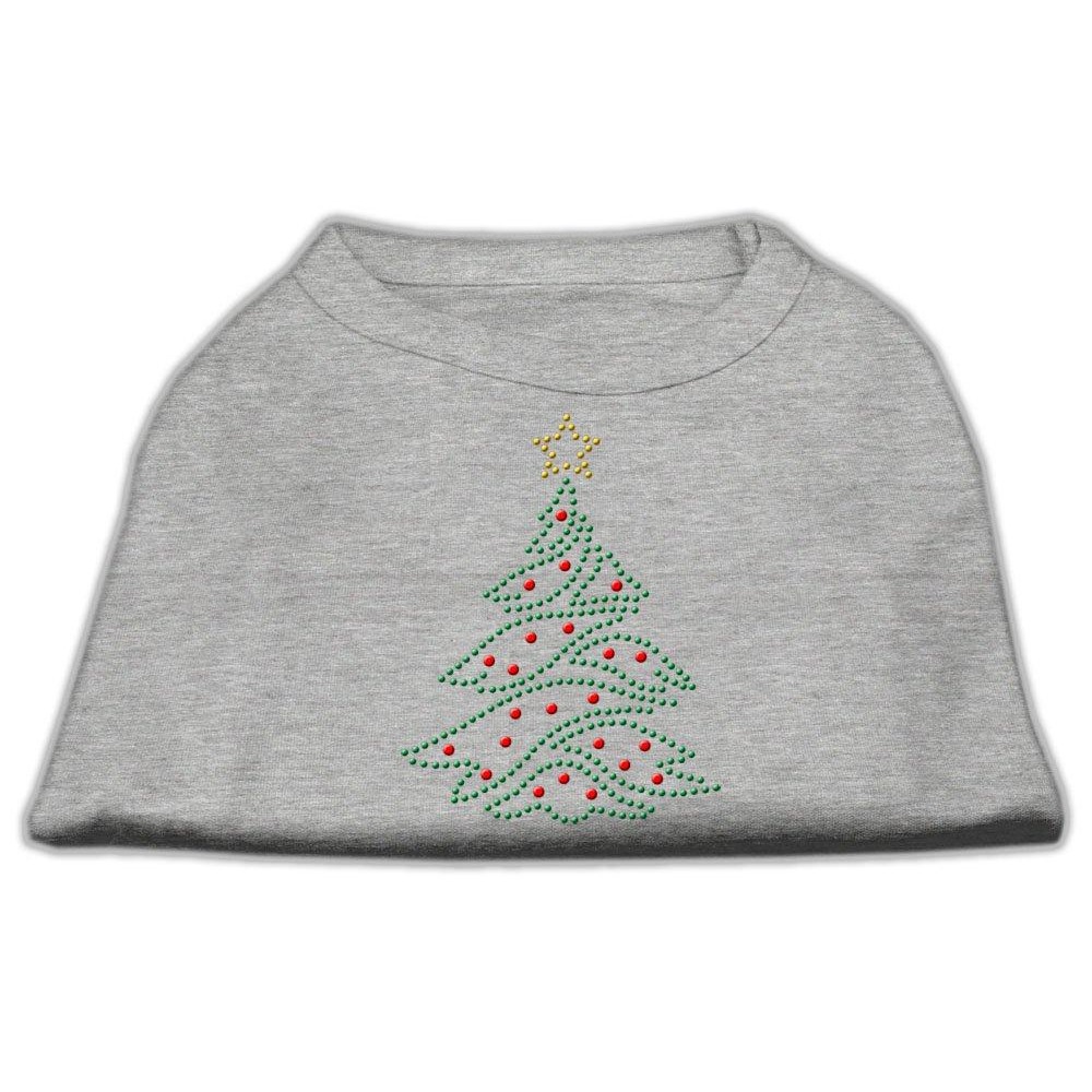 Mirage Pet Products 12-Inch christmas Tree Rhinestone Print Shirt for Pets Medium grey