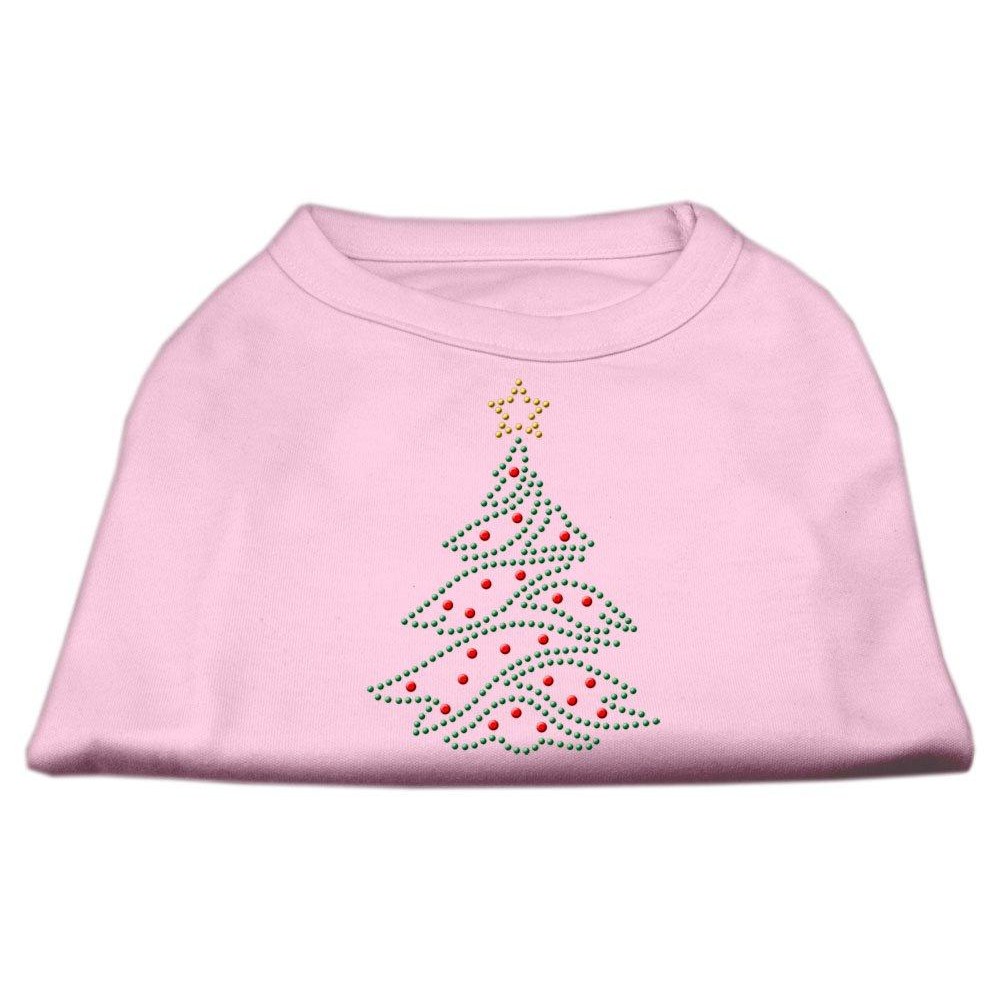 Mirage Pet Products 12-Inch christmas Tree Rhinestone Print Shirt for Pets Medium Light Pink