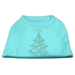 Mirage Pet Products 10-Inch christmas Tree Rhinestone Print Shirt for Pets Small Aqua