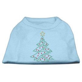 Mirage Pet Products 16-Inch christmas Tree Rhinestone Print Shirt for Pets X-Large Baby Blue