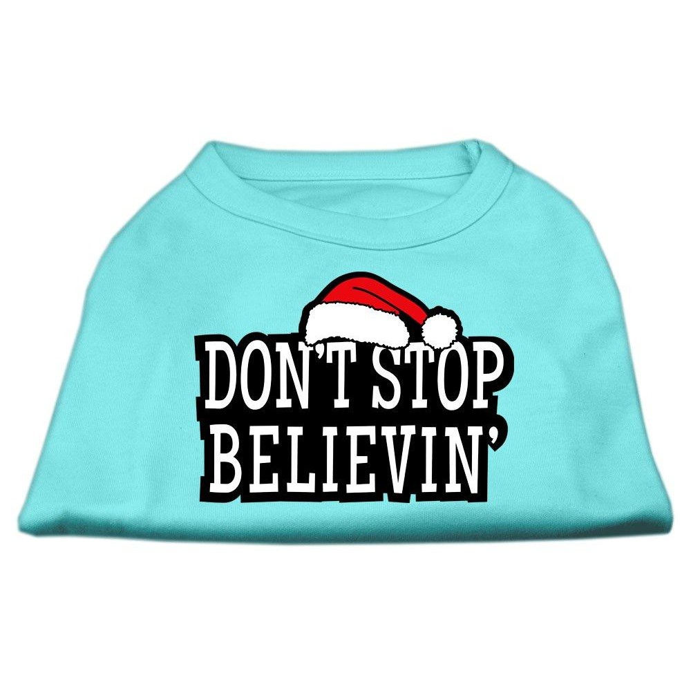 Mirage Pet Products 8-Inch Dont Stop Believin Screenprint Shirts for Pets X-Small Baby Blue