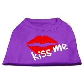 Mirage Pet Products 14-Inch Kiss Me Screen Print Shirt for Pets Large Purple