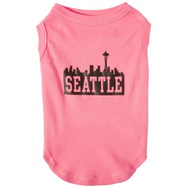 Mirage Pet Products 14-Inch Seattle Skyline Screen Print Shirt for Pets Large Bright Pink
