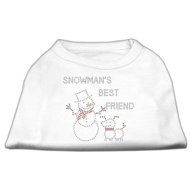 Mirage Pet Products 14-Inch Snowmans Best Friend Rhinestone Print Shirt for Pets Large White