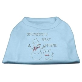 Mirage Pet Products 12-Inch Snowmans Best Friend Rhinestone Print Shirt for Pets Medium Baby Blue