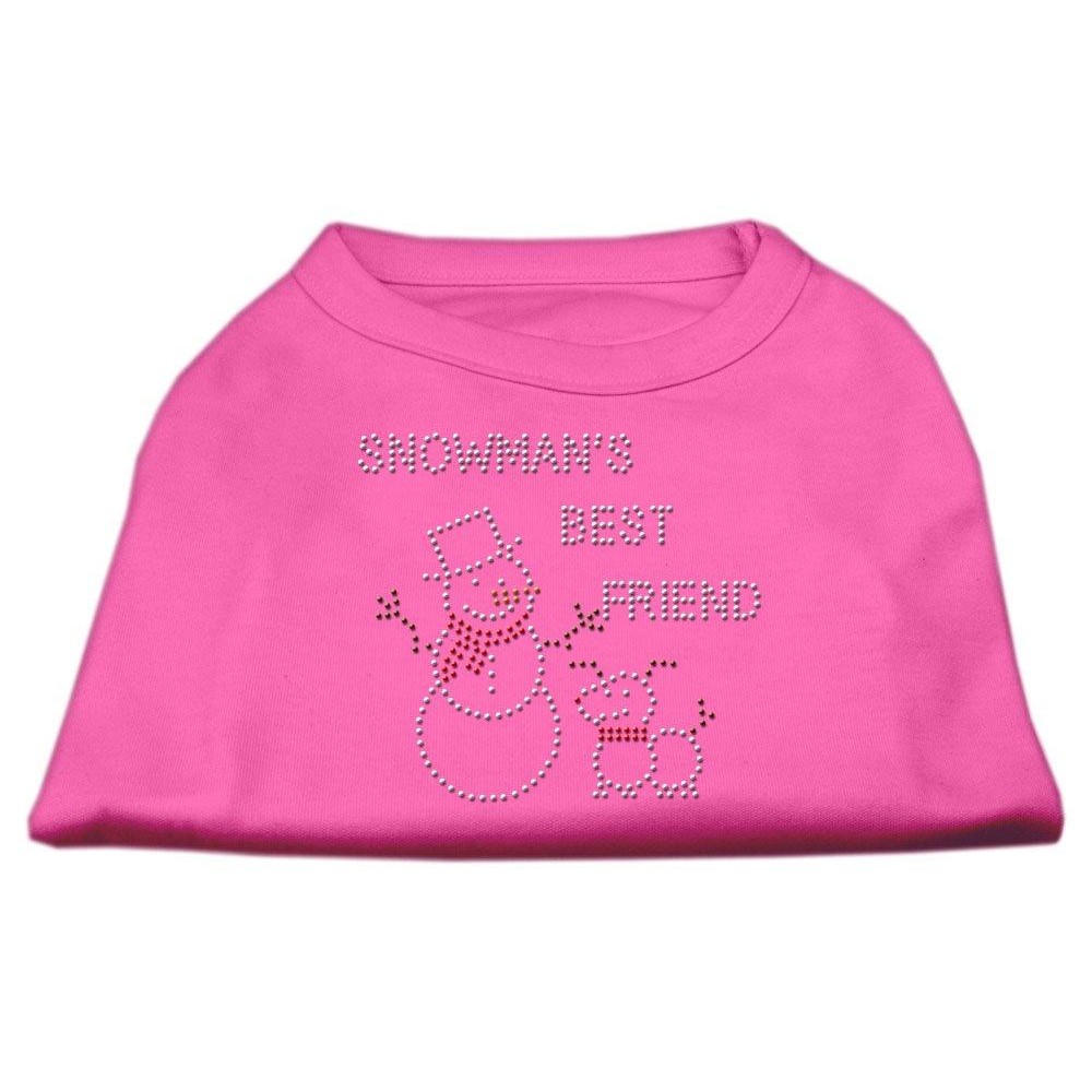 Mirage Pet Products 12-Inch Snowmans Best Friend Rhinestone Print Shirt for Pets Medium Bright Pink
