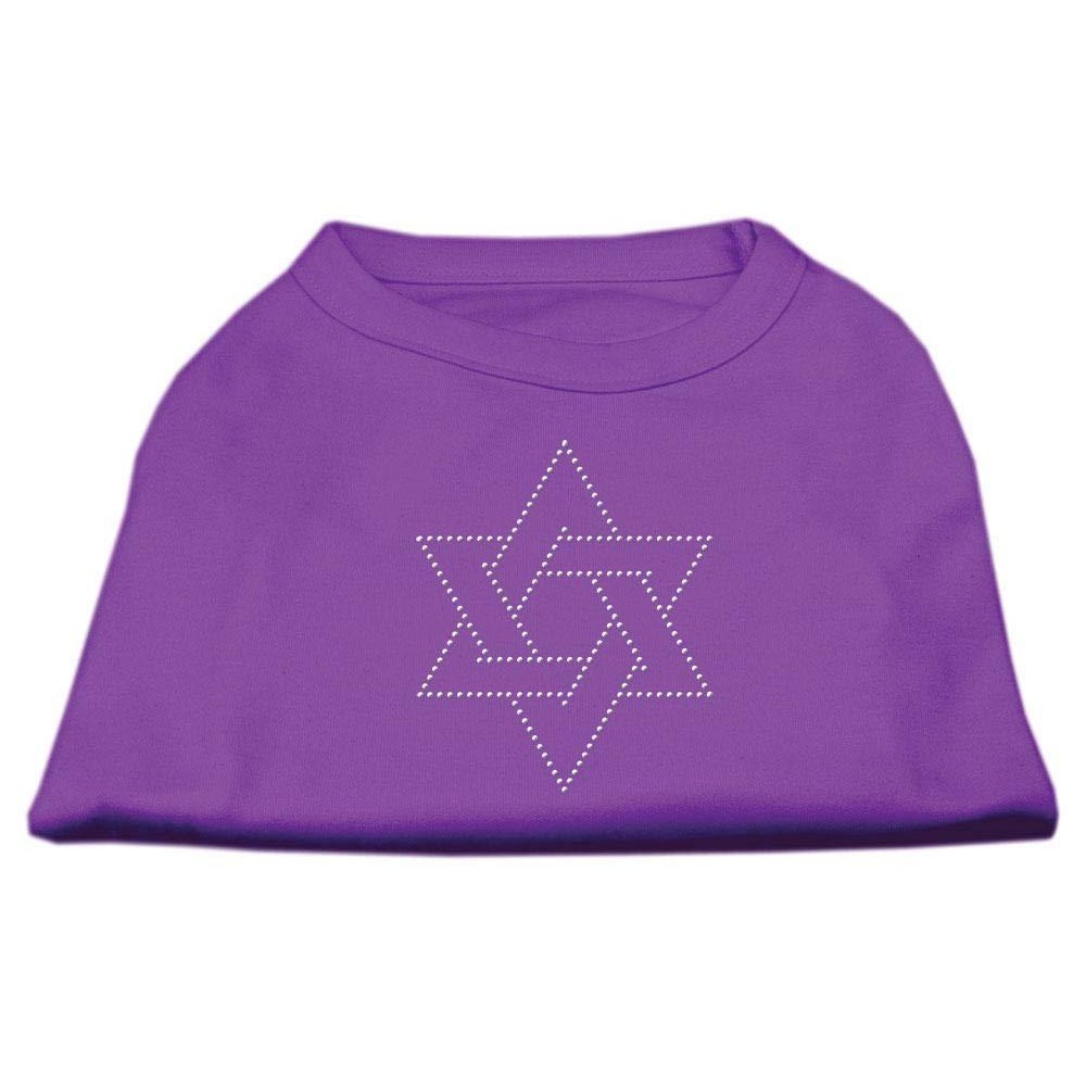 Mirage Pet Products 14-Inch Star of David Rhinestone Print Shirt for Pets Large Purple