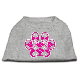 Mirage Pet Products Argyle Paw Pink Screen Print Shirt grey (14)